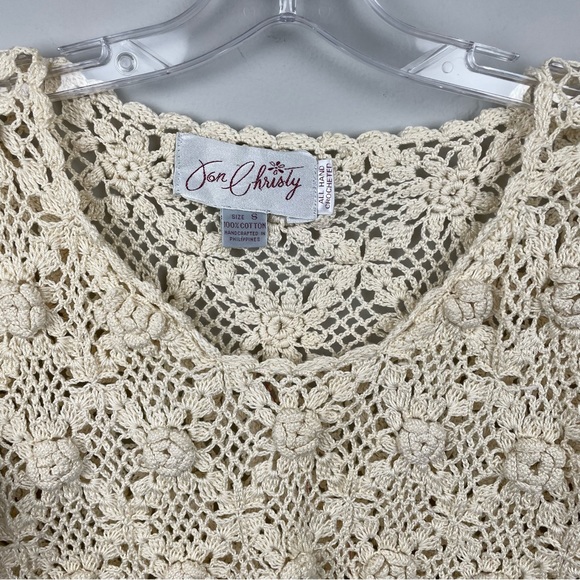 Jon Christy All Handcrafted Crocheted 100% Cotton Longsleeve Sweater Top - Picture 4 of 8